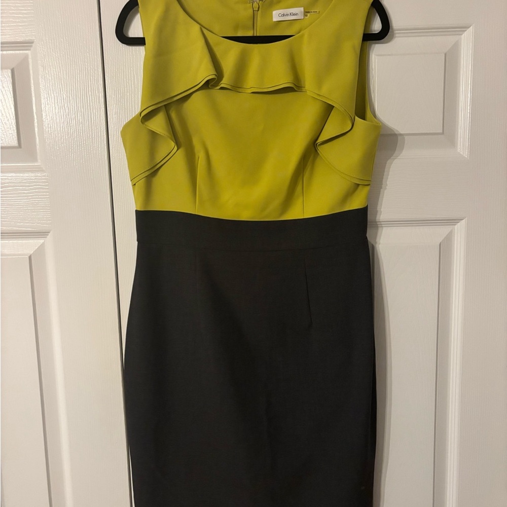 Calvin Klein Lime and Charcoal Women's Dress